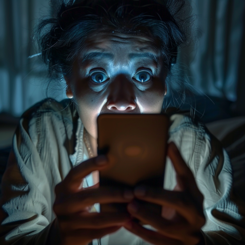 A Scared Person Holding iPhone with Panic Face