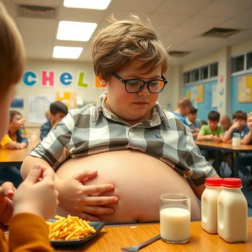 A School Boy's Giant Belly from Drinking Weight-Gain Milk