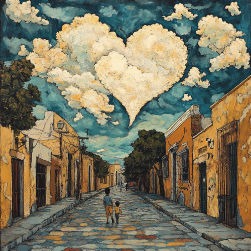 A School Kid Walking on Mexican Poor Street