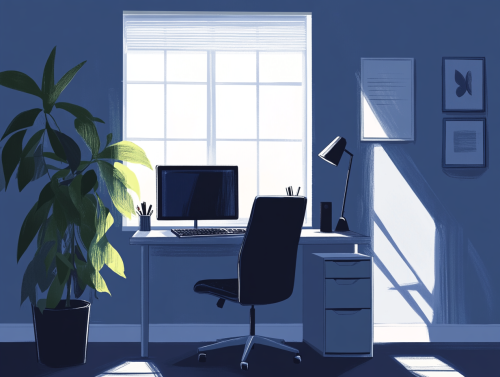 A Serene, Tidy Home Office Setup for Interview