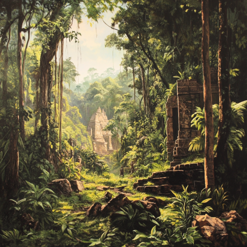 A Serene African Landscape with Ancient Temples