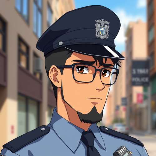 A Serious American Police Officer in Uniform Portrait