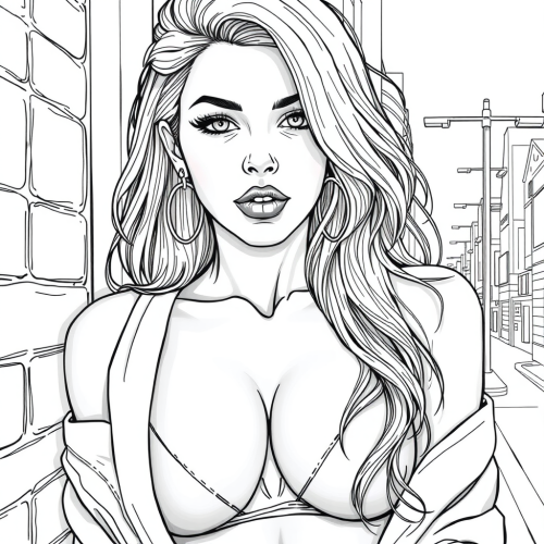 A Sexy Adult Urban Girl Coloring Page