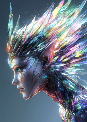 A Shiny Elf with Crystal Skin and Hair