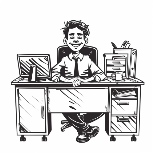 A Shiny Happy Person in Cartoonist Office