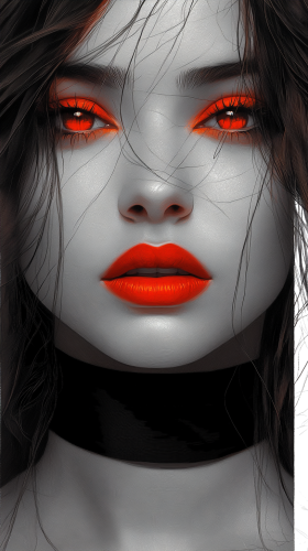 A Shy Woman Peeking Through Black Ribbon Art