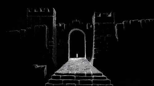 A Simple Black and White Pixel Dungeon Drawing