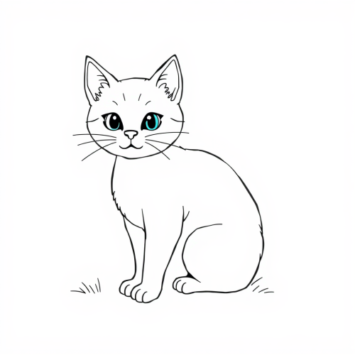 A Simple Cat Outline Coloring Page