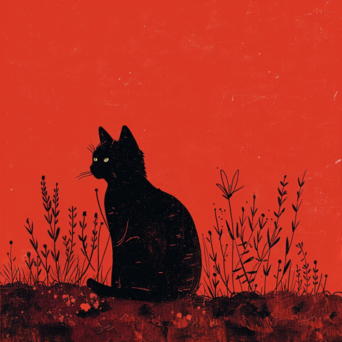 A Simple Drawing of a Black Cat