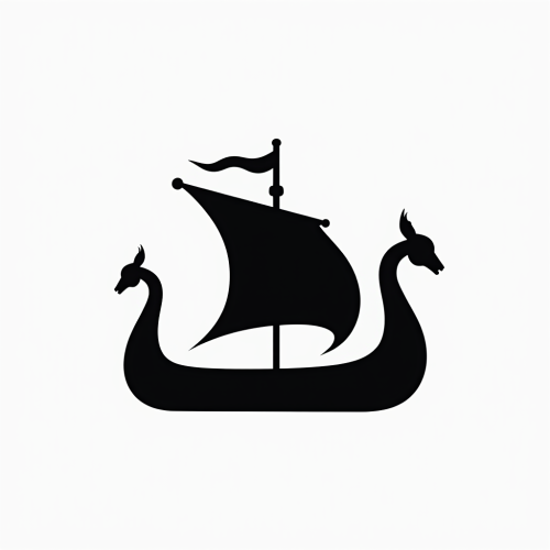 A Simple Viking Longship Logo in Black and White