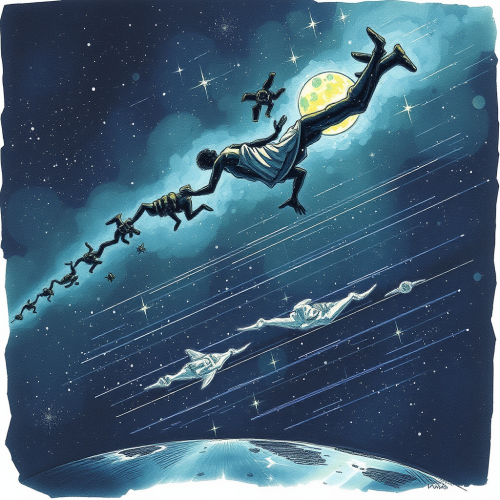 A Sketch Style Astral Projection in Space