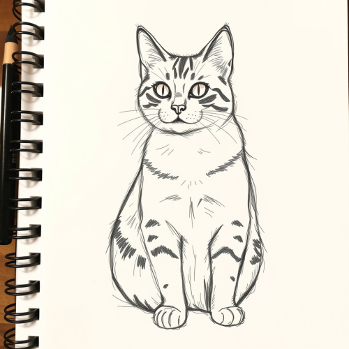 A Sketch of a Sitting Cat