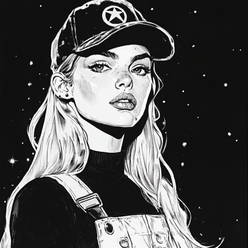 A Sketch of a Young Woman in Sci-Fi Fashion