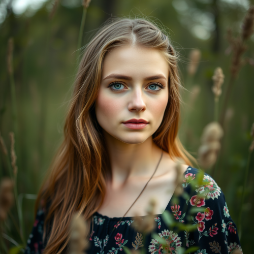 A Slavic Girl's Portrait in Nature
