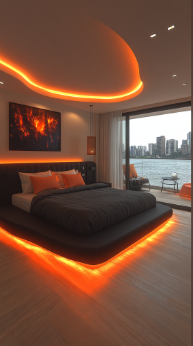 A Sleek Modern Bedroom with High-Tech Accessories
