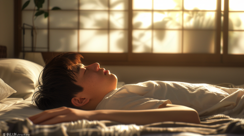 A Sleeping Japanese Boy in Morning Light