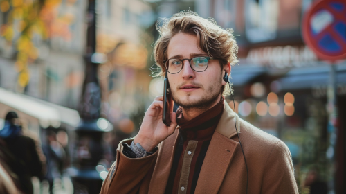 A Smartly Dressed Person Making a Phone Call