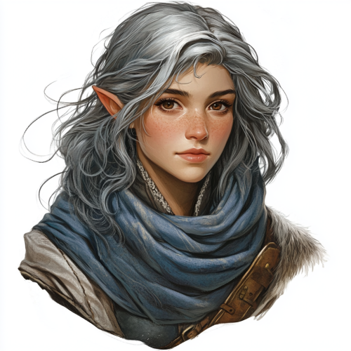 A Smiling Half-Elf with Silver Hair