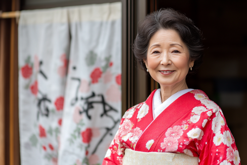 A Smiling Landlady in Kimono