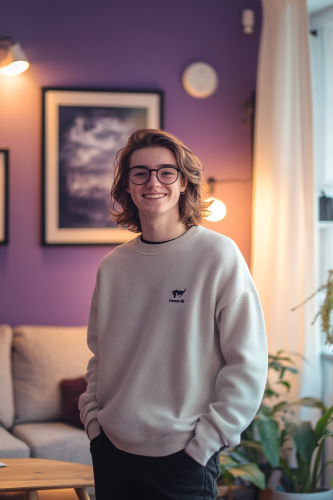 A Smiling Woman in Scandinavian Living Room