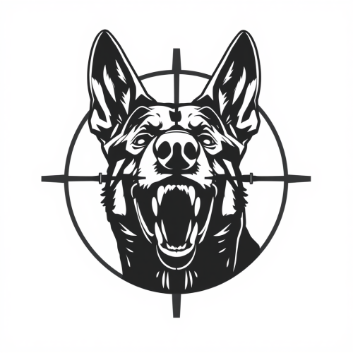 A Snarling Belgian Malinois in Crosshairs Logo