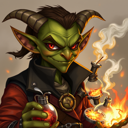 A Sneaky Goblin Alchemist in Leather Armor