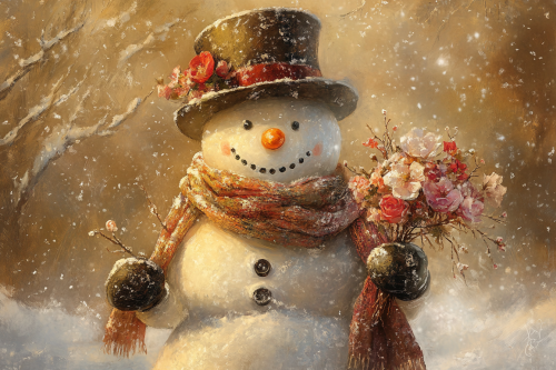 A Snowman wearing a Bowler Hat and Scarf