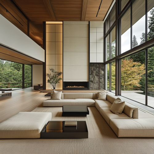 A Spacious and Elegant Living Room in Japanese Style