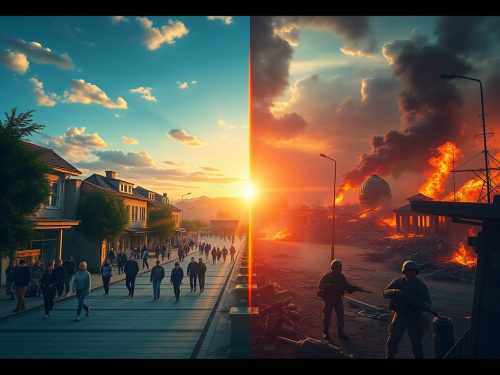 A Split-Screen Poster of Utopia and Dystopia