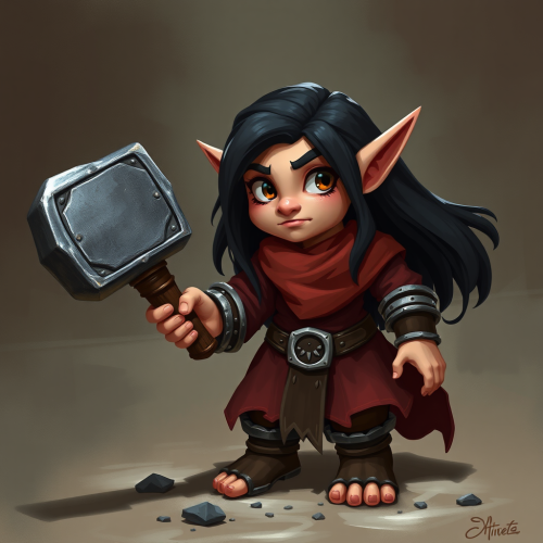 A Stocky Female Dwarf with Hammer in Dungeons