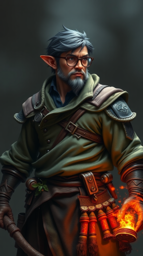 A Stocky Gnome Merchant Casting Magic, Dramatically Lit