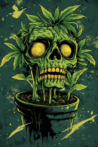 A Stoner Flower Nug Illustration on T-Shirt Graphic