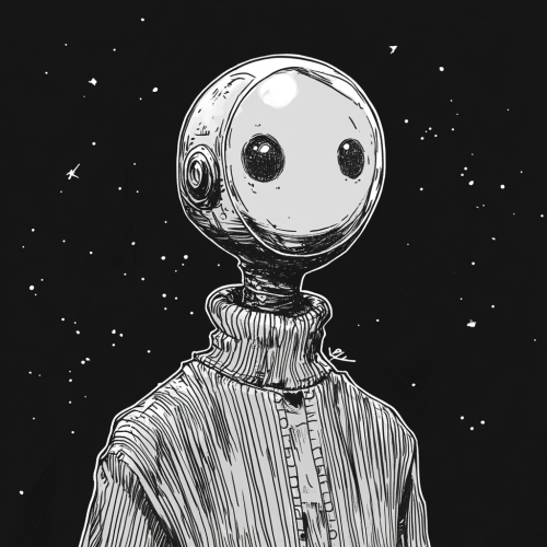 A Strong Droid in Retro Alien-Inspired Outfit A Strong Droid in Retro Alien-Inspired Outfit