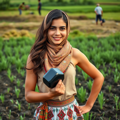 A Strong Iranian Girl in Traditional Dress Smiles