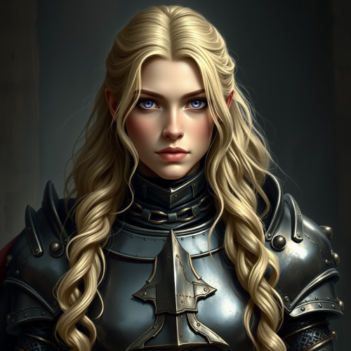 A Strong Medieval Woman in Shiny Armor