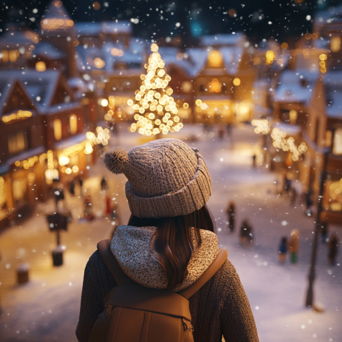 A Stunning Winter Night in European Town