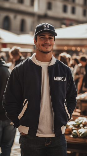 A Stylish Man in a Baseball Jacket
