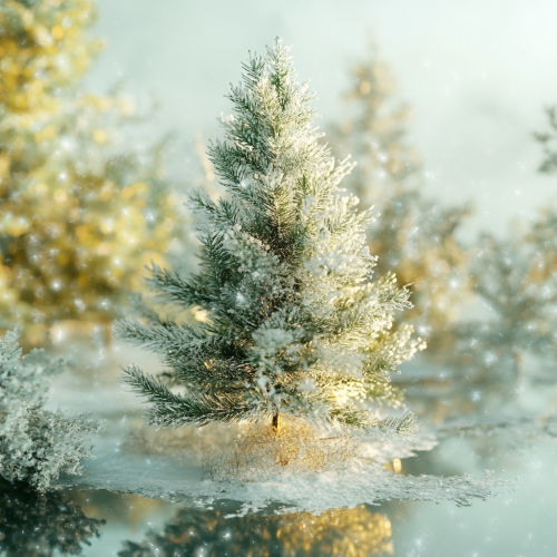 A Stylized Evergreen Tree Symbolizes Holiday Cheer