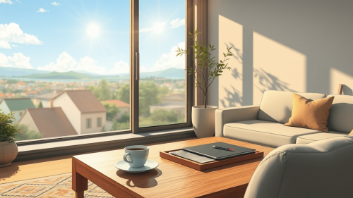 A Sunny Modern House Overlooking the Town