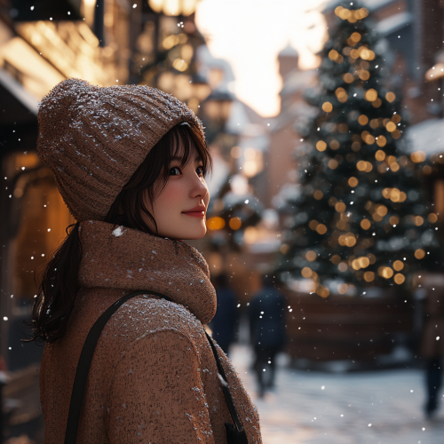 A Sunny Winter Festival in a Snowy Town