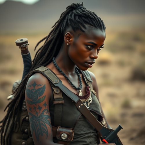 A Surviving Warrior in a Post-Apocalyptic Landscape