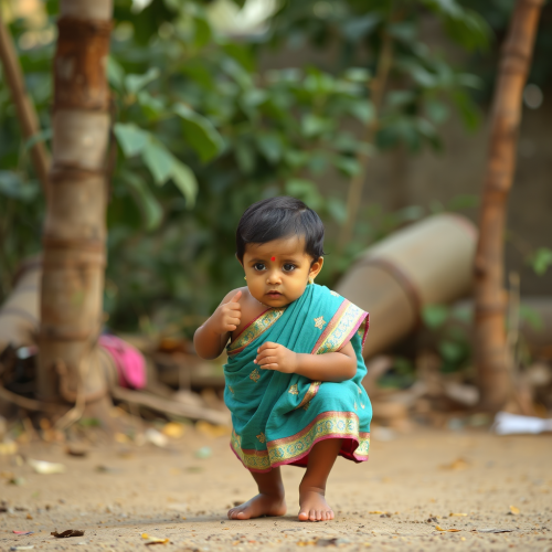 A Sweet Indian Baby Playing Alone
