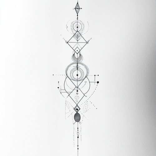 A Symmetrical Geometric Line Tattoo Design