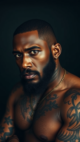 A Tattooed Black Man with Beard