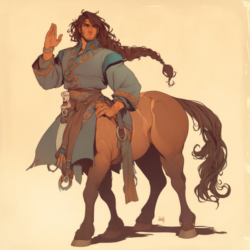 A Teen Centaur in Vintage Gothic Fantasy Illustration