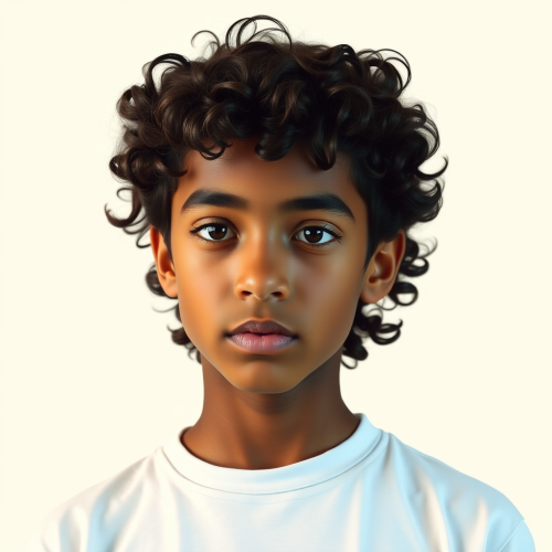 A Teenage Boy with Dark Curly Hair