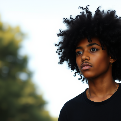 A Teenager with Brown Skin and Dark Afro