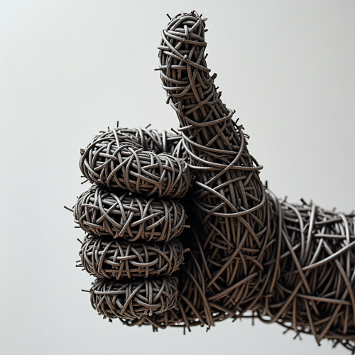 A Thumbs Up Made of Steel Rebar