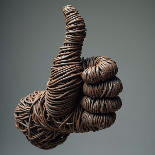 A Thumbs Up Sculpted from Steel Rebar