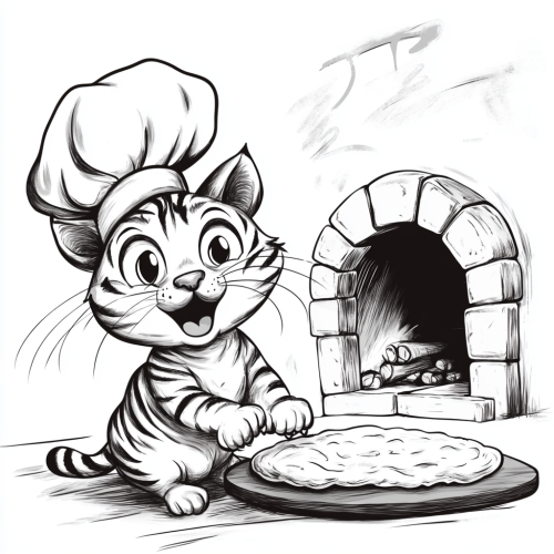 A Tiger-Striped Cat Chef Making Pizza Dough